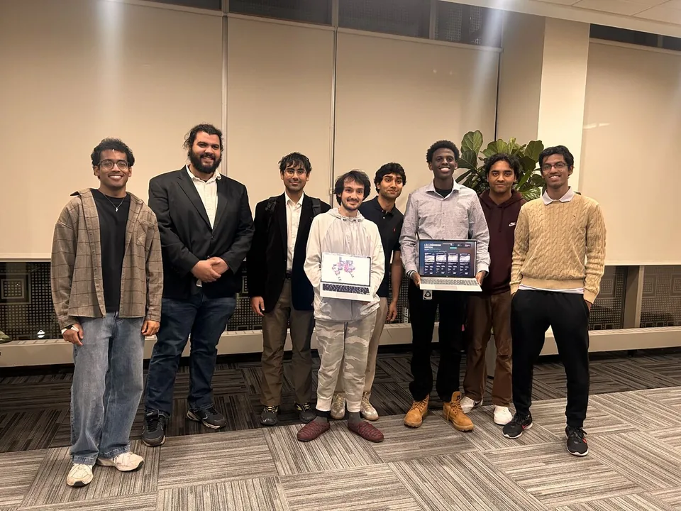 Five demoers posing at Gopher AI Demo Night on April 9, 2026 at Coffman Memorial Union